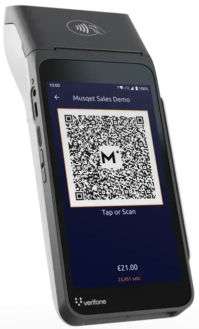 Bitcoin QR payment on a Musqet terminal